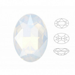 4ks Izabaro Crystal White Opal 234 oválný Efektní kámen skleněné krystaly 4120 Izabaro Šaton tváří kamínky 14mm x 10mm Izabaro