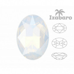 4ks Izabaro Crystal White Opal 234 oválný Efektní kámen skleněné krystaly 4120 Izabaro Šaton tváří kamínky 14mm x 10mm Izabaro