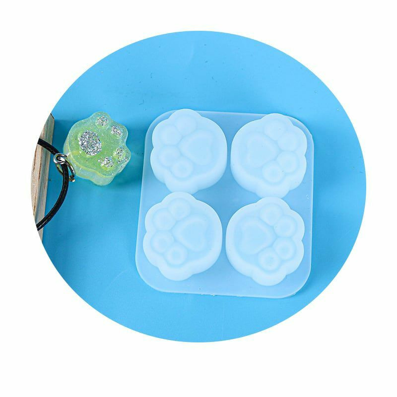 1pc 4 psí kočičí tlapa 3D silikonová Uv epoxidová pryskyřice mýdlo hliněná sádrová forma Diy vosková svíčka 52x55mm