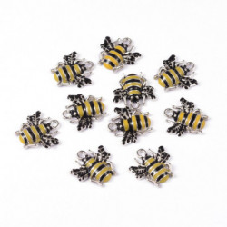 5ks Silver Honey Bee Kovový smalt přívěsky kouzla nálezy šperky dělat zásoby 18x17mm