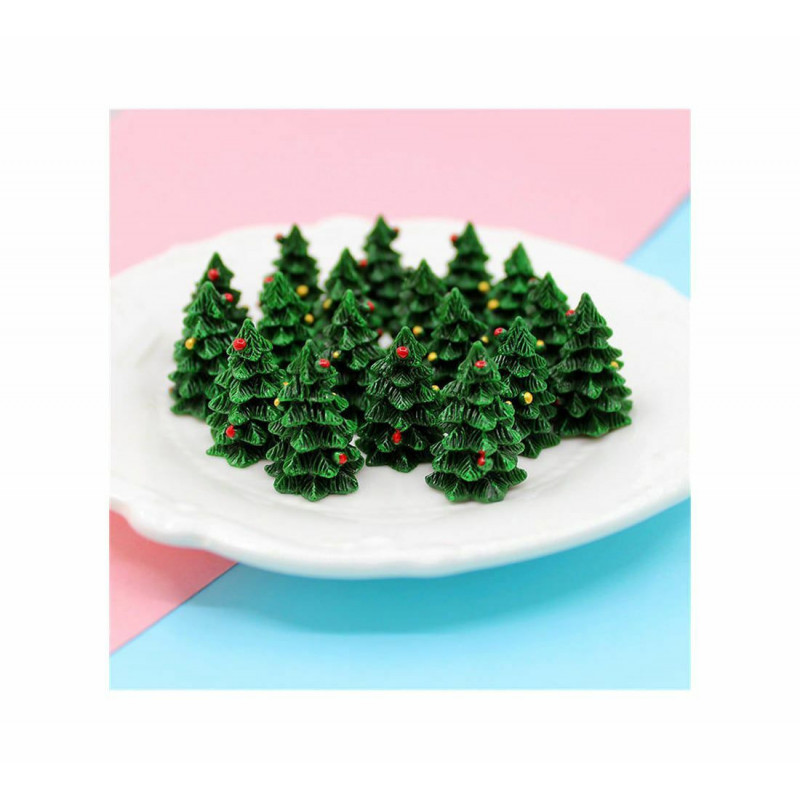 5ks vánoční strom Mix pryskyřice miniatury panenka dům dekor Lesní víla zahrada Scrapbooking řemesla 18x27mm