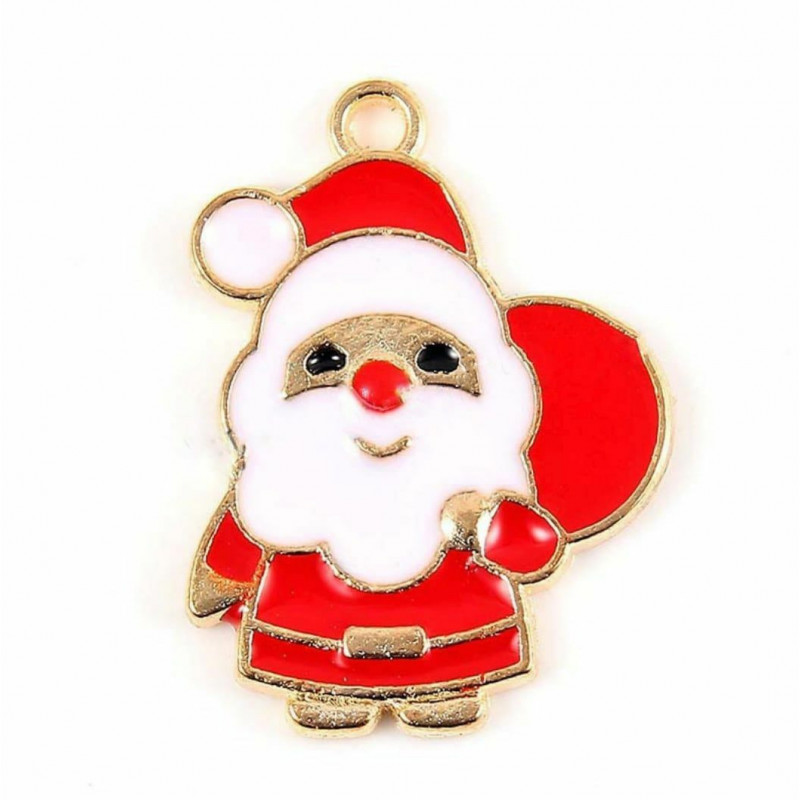 4ks Červená bílá zelená zlato Enamel Santa Claus závěsy Zlatý tón plátěné, Vánoční dárky závěsy Charms kovové nálezy 17mm x 23mm