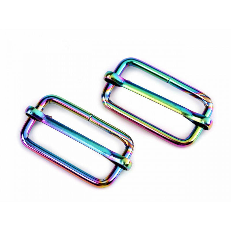 2ks ultikolor posunovač na popruhy šíře 26 mm duhový, posunovače průvleky kovová galanterie textilní