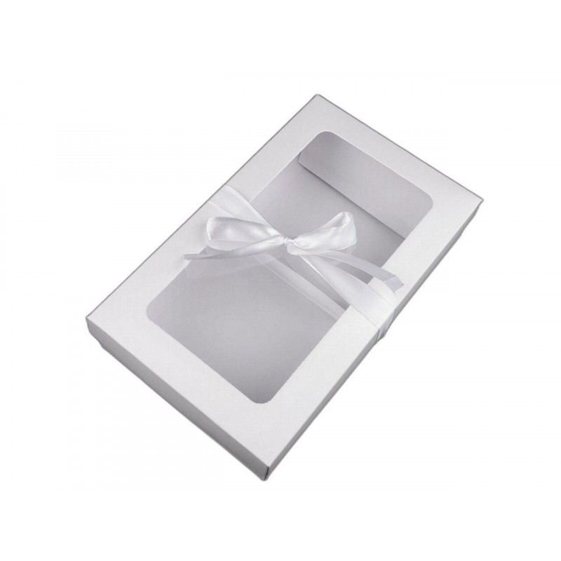5ks ílá papírová krabička s průhledem a stuhou krabice krabičky dárkové pytlíky tašky tvoření a aranžování