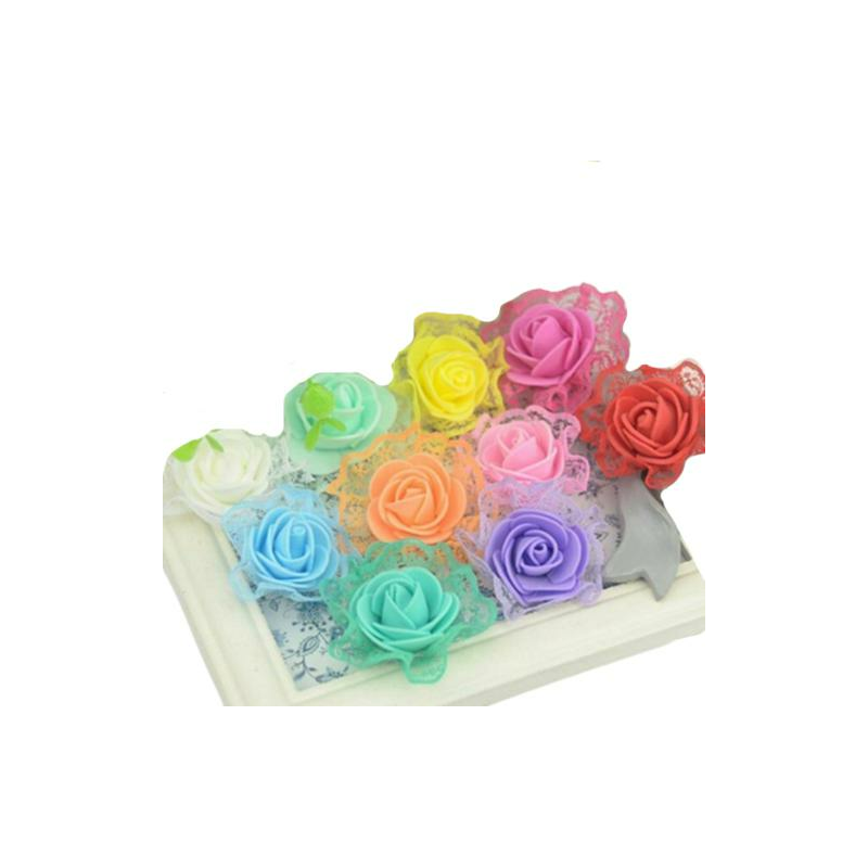 10ks Mix barva Pe pěna Krajka umělé růže dekorace věnec řemesla Home Decor Party Diy ozdoby 4cm Kraftika