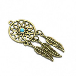 1 ks Starožitný bronzový lovec snů Pendant Diy kovové nálezy Charm nálezy bronz 66mm x 29mm x 2mm