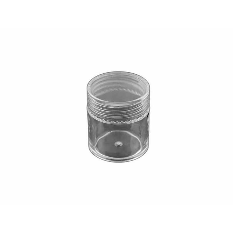 12ks ransparent plastová dóza 2, 5x2, 8 cm šroubovací, ochranné obaly boxy pomůcky nářadí, polotovary formy tvoření a aranžování