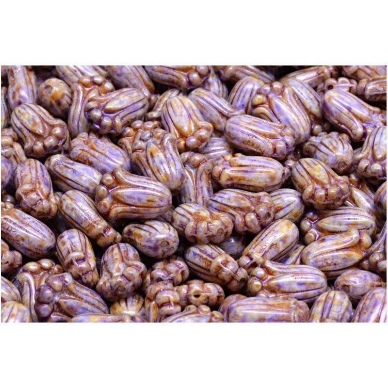 40 ks Opal Purple Brown Patina Flower Bouquet české skleněné lístky 12mm x 8mm