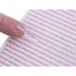 1karta růžová sv. samolepicí kamínky na lepicím proužku ø3 mm ozdoby scrapbooking quilling tvoření a aranžování