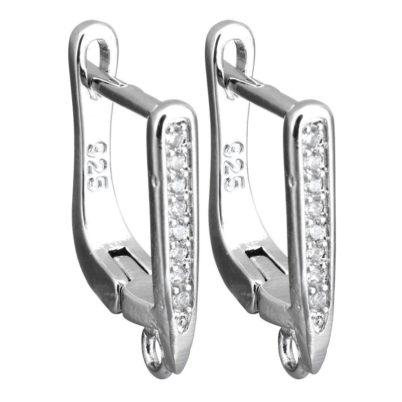 2ks Real Platinum Plate Cubic Zirconia Rhinestones Lever Back Clasp Uzavření náušnice Komponenty kovové šperky Výroba nálezů