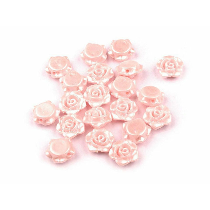 20ks plastové voskové korálky / perly růžičky s průvlekem