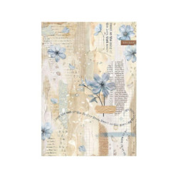 Stamperia Rýžový papír Create Happiness Modré květy , a4 rýžové papíry na decoupage hobby barvy