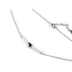 1ks latina náhrdelník z nerezové oceli srdce a perly náhrdelníky kovové, bižuterie
