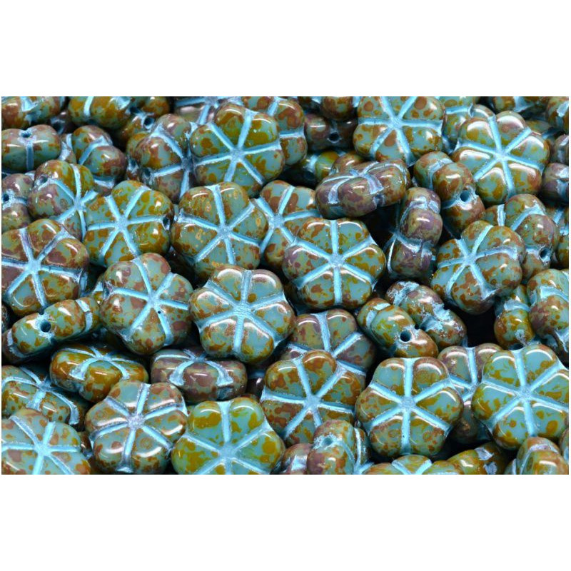 6ks Picasso Turquoise Patina Okenní Stůl Ploché Květinové Sklo 10mm