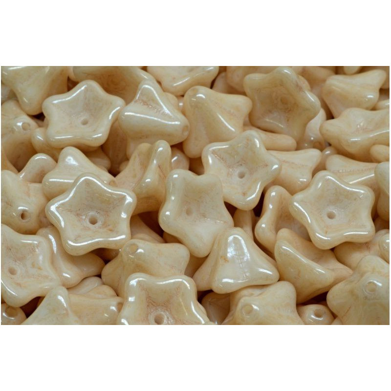 8ks Beige Petunia Květinové sklo 8mm x 13mm