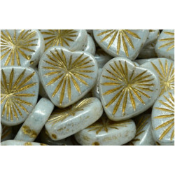 4 ks Opaque Patina Kiwi Heart Beads české sklo 18mm x 18mm