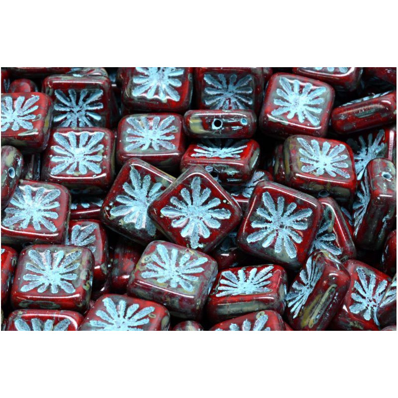 Picasso Brown Opaque Patina Rustikální Okenní Stůl Stříhat Ploché Květinové Nádobí Kiwi Nádobí české sklo 10mm x 10mm