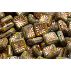 Picasso Brown Opaque Patina Rustikální Okenní Stůl Stříhat Ploché Květinové Nádobí Kiwi Nádobí české sklo 10mm x 10mm