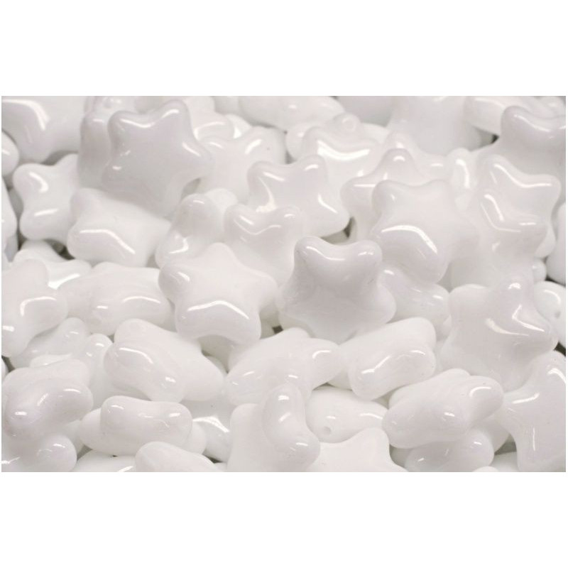 12 ks Opaque bílá opálová vánoční plochá hvězda česká skleněná plechovka 12mm x 12mm