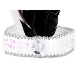 1ks Bílá Ab Karnevalová Čelenka Flitrová S Peřím Retro Karnevalové Čelenky Sety Párty Dekorace