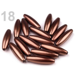 10ks Hnědá Plastové Voskové Korálky / Perly Glance Oliva 10x30mm Efektem Perlí, FIMO