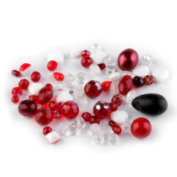 50g Červená Skleněné Korálky Ramš Ohňovky Sklo