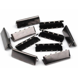 10ks Nikl Černý Kovová Koncovka Šíře 30mm Koncovky Na Šňůry Tkaničky Popruhy Galanterie Textiln