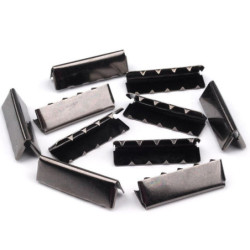 10ks Nikl Černý Kovová Koncovka Šíře 30mm Koncovky Na Šňůry Tkaničky Popruhy Galanterie Textiln