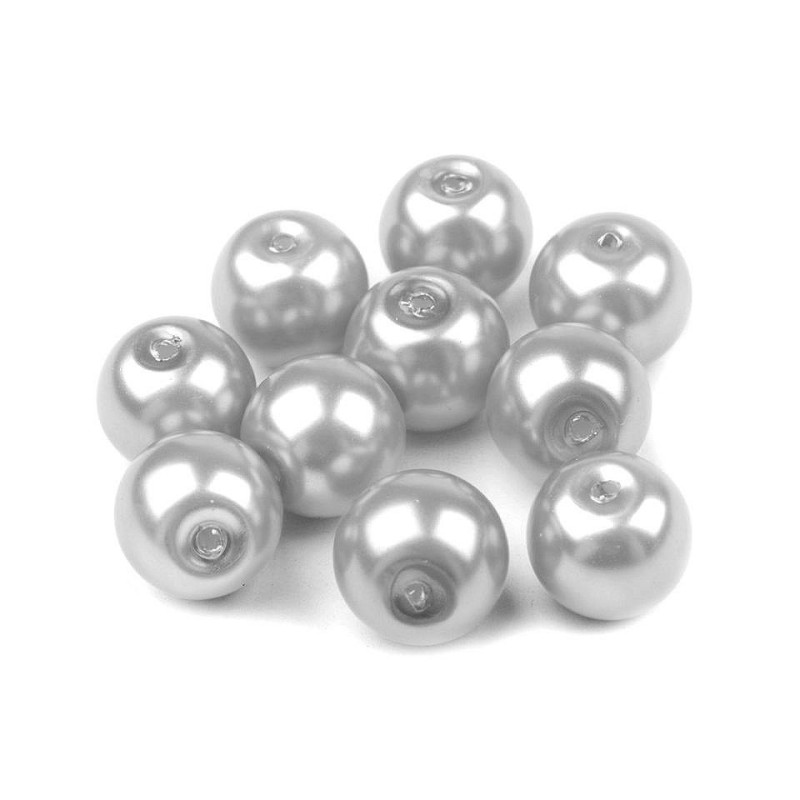 50g 18b Stříbrná Světlá Skleněné Voskové Perly Ø8mm Korálky