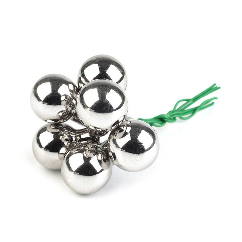 6ks Stříbrná Lesk Skleněné Baňky Ø20mm Vánoční Přízdoby Dekorace