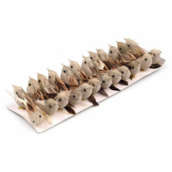 4ks Šedobéžová Dekorace Ptáček S Drátkem Dekorační Ptáčci Ostatn