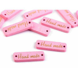 10ks Růžová Střední Dřevěná Cedulka / Ozdoba Handmade 10x30mm Dřevěné Ozdoby Kovová, Skleněná Dekorace