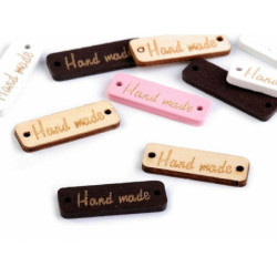 10ks Růžová Střední Dřevěná Cedulka / Ozdoba Handmade 10x30mm Dřevěné Ozdoby Kovová, Skleněná Dekorace