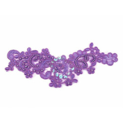 2ks Fialková Monofilová Aplikace / Vsadka 8x22cm S Výšivkou A Perlami Vsadky Ozdoby Na Oděvy Obuv Doplňky Textilní Galanterie