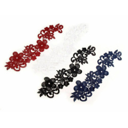 2ks Černá Benátská Krajková Aplikace / Vsadka 8x27cm Vsadky Ozdoby Na Oděvy Obuv Doplňky Textilní Galanterie