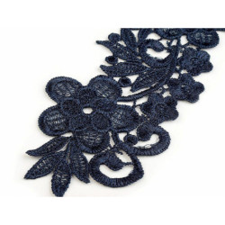 2ks Černá Benátská Krajková Aplikace / Vsadka 8x27cm Vsadky Ozdoby Na Oděvy Obuv Doplňky Textilní Galanterie