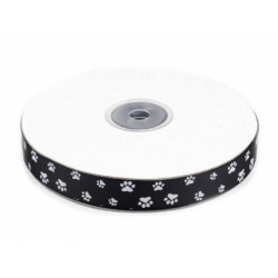 45m 2 Lime Green Neon Rypsová Stuha / Popruh Šíře 15mm Potisk Tlapky Rypsové Stuhy - Potiskem Textilní Galanterie