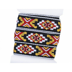 2m 1 Modrá Prýmek / Vzorovka Indiánský Motiv Šíře 20mm Vzorovky Indiánské, Lemovky Krojovky Paspulky Textilní Galanterie