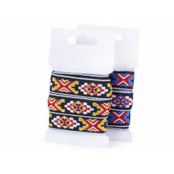 2m 1 Modrá Prýmek / Vzorovka Indiánský Motiv Šíře 20mm Vzorovky Indiánské, Lemovky Krojovky Paspulky Textilní Galanterie