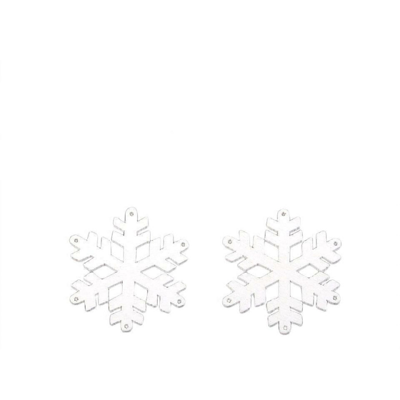 10ks 1 Bílá Dřevěná Vločka K Zavěšení / K Nalepení, Hvězdy Vločky Stromečky Vánoční Dekorace