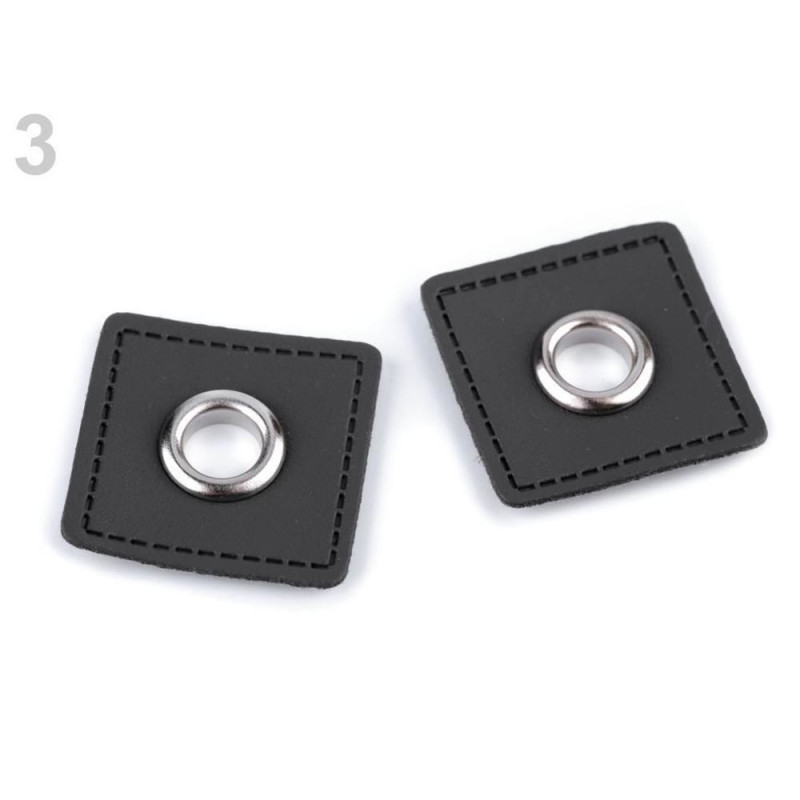 4ks Šedá Průchodka S Koženkovým Čtverečkem Průchodky Kovové, Lisy Pistony Průbojníky Výsečníky Textilní Galanterie