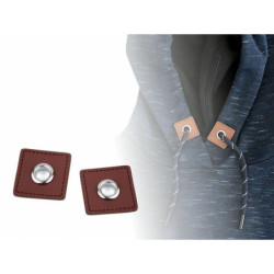 4ks Šedá Průchodka S Koženkovým Čtverečkem Průchodky Kovové, Lisy Pistony Průbojníky Výsečníky Textilní Galanterie