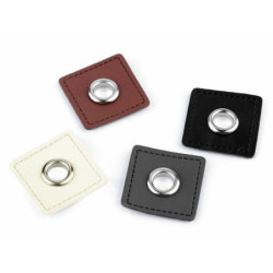 4ks Šedá Průchodka S Koženkovým Čtverečkem Průchodky Kovové, Lisy Pistony Průbojníky Výsečníky Textilní Galanterie