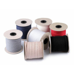 10m Černá Bavlněná Šňůra Ø9mm Splétaná, Bavlněné Šňůry Provázky Textilní Galanterie