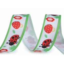 10m Bílá Beruška Lampas / Rypsová Stuha Beruška Včela Šíře 20mm Lampasy Paspulky Textilní Galanterie