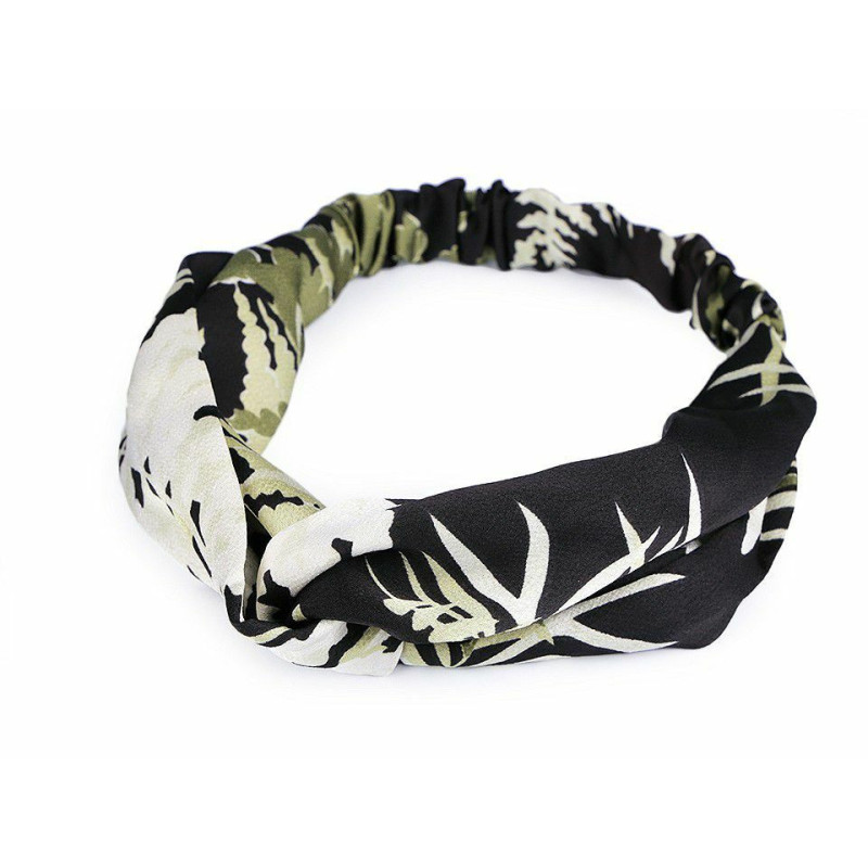 1ks Černá Saténová Čelenka Pin-up Překřížená S Listy Látkové Čelenky Šátky Ozdoby Do Vlasů, Bižuterie