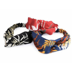 1ks Černá Saténová Čelenka Pin-up Překřížená S Listy Látkové Čelenky Šátky Ozdoby Do Vlasů, Bižuterie