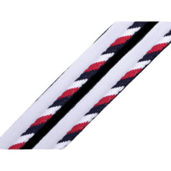 1m 1 Modro-bílo-červená Paspulka / Kédr Trikolora Šíře 10mm Paspulky - Výpustky Lemovky Lampasy Textilní Galanterie