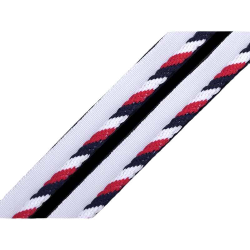 1m 1 Modro-bílo-červená Paspulka / Kédr Trikolora Šíře 10mm Paspulky - Výpustky Lemovky Lampasy Textilní Galanterie