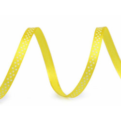 22.5m Žlutá Saténová Stuha S Puntíky Šíře 6mm Stuhy -, Textilní Galanterie